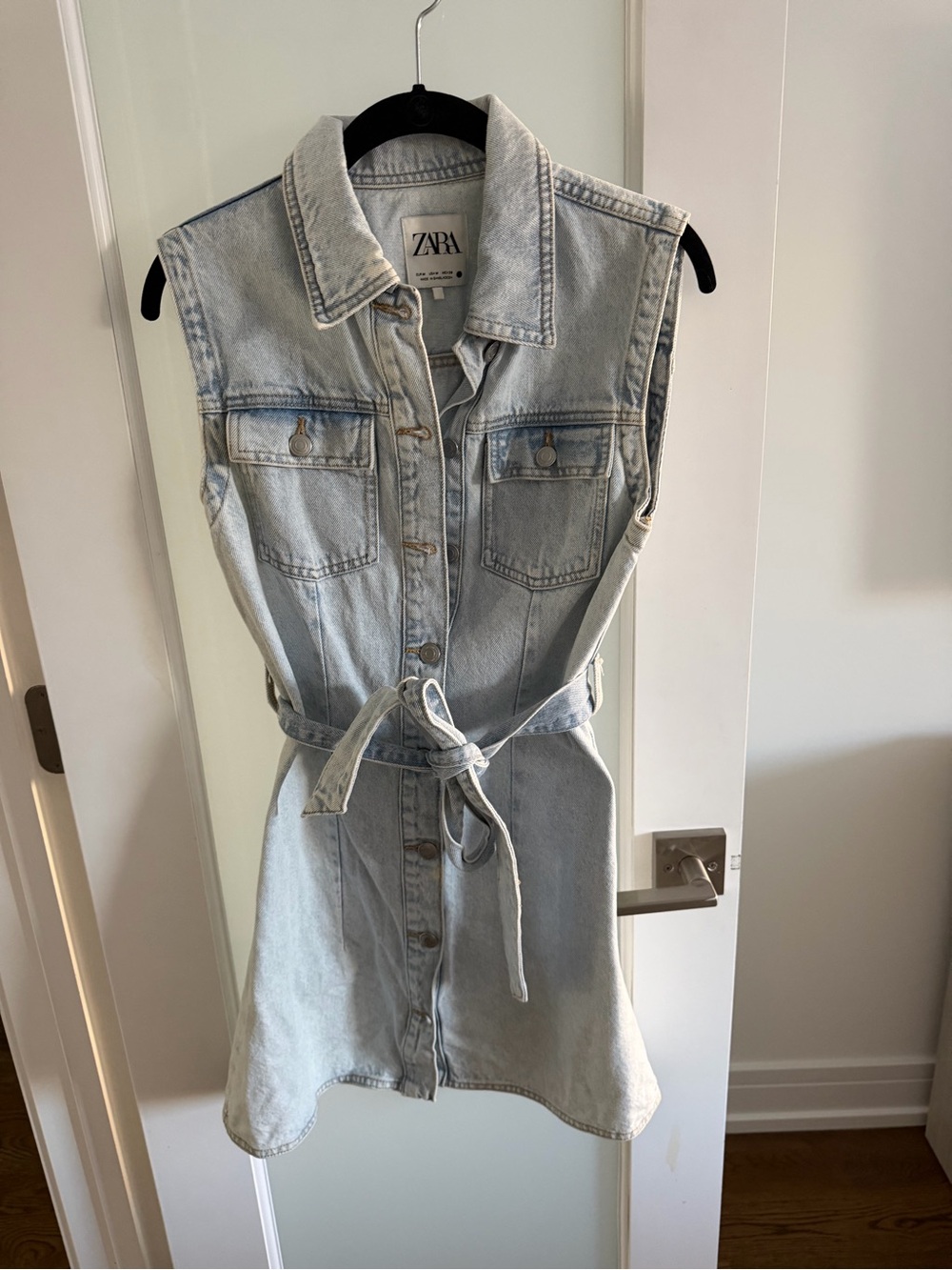 Zara Light Wash Denim Sleeveless Mini Dress